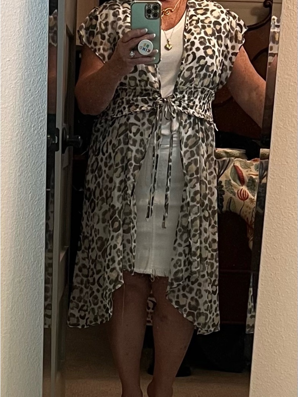 Cato Leopard Print sheer overlay/bathing suit coverup.